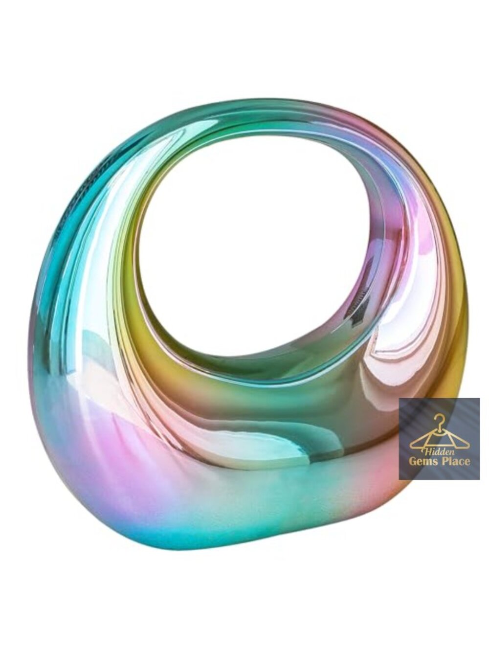 Acrylic Moon Shape Evening Clutch Purse - Clear Transparent Handbag with